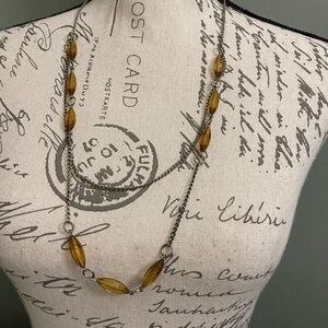 Vintage Elegant Amber colored bead Chain Necklace